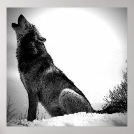 Wolf Howling bei Moon Poster Print - Wolf Poster