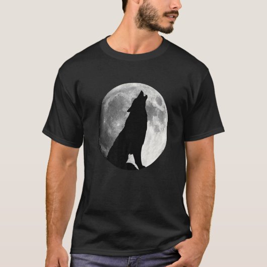 Wolf Howling bei Moon Wolf T-Shirt (Vorderseite)