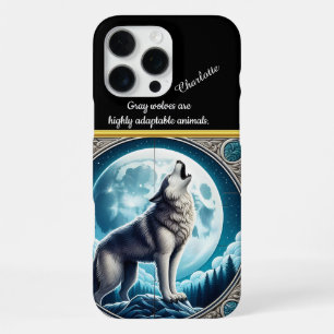 Wolf Howling bei Vollmond in der Nacht iPhone 16 Pro Max Hülle