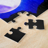 Wolf Howling beim Moon Blue Night Artwork Tierart Puzzle (Seite)