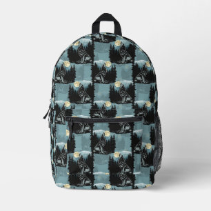 Wolf Howling beim Moon-Muster-Design Bedruckter Rucksack