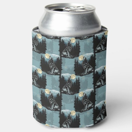 Wolf Howling beim Moon-Muster-Design Dosenkühler