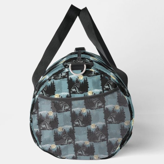 Wolf Howling beim Moon-Muster-Design Duffle Bag (Rechts)