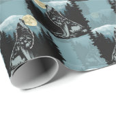 Wolf Howling beim Moon-Muster-Design Geschenkpapier (Rolleneckpunkt)