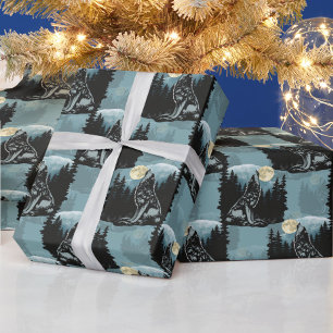 Wolf Howling beim Moon-Muster-Design Geschenkpapier