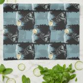 Wolf Howling beim Moon-Muster-Design Geschirrtuch (Gefaltet)