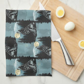 Wolf Howling beim Moon-Muster-Design Geschirrtuch (Viertel Falte)