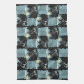 Wolf Howling beim Moon-Muster-Design Geschirrtuch (Vertikal)