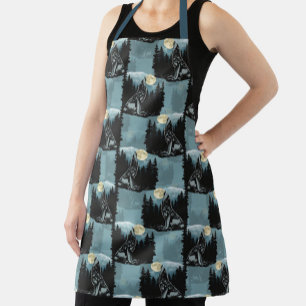 Wolf Howling beim Moon-Muster-Design Schürze