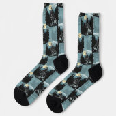 Wolf Howling beim Moon-Muster-Design Socken (Linkes Detail)