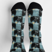 Wolf Howling beim Moon-Muster-Design Socken (Oben)
