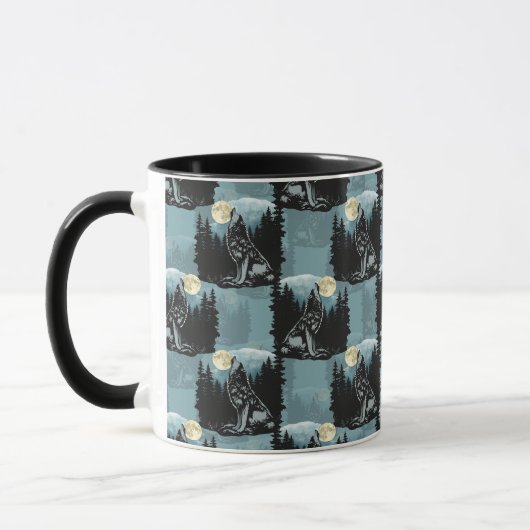 Wolf Howling beim Moon-Muster-Design Tasse (Links)