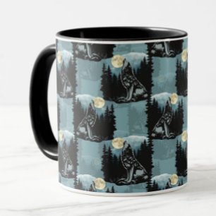 Wolf Howling beim Moon-Muster-Design Tasse