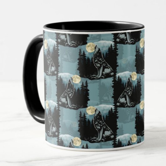 Wolf Howling beim Moon-Muster-Design Tasse