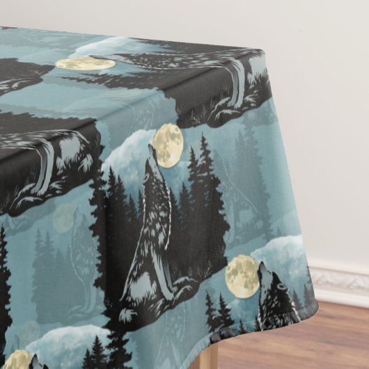 Wolf Howling beim Moon-Muster-Design Tischdecke