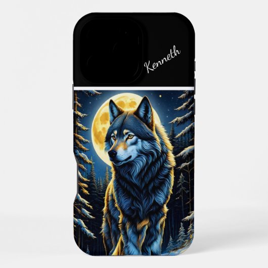 Wolf Howling bis Bright Moon iPhone Hülle (Rückseite)