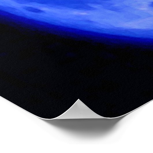 Wolf Howling Blue Full Moon Poster (Ecke)