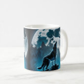 Wolf Howling Coffee Tasse (VorderseiteRechts)