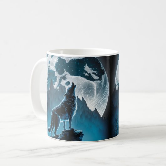 Wolf Howling Coffee Tasse (Vorderseite Links)