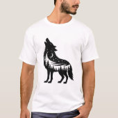 Wolf Howling Forest Stars Moon animal lover T-Shirt (Vorderseite)