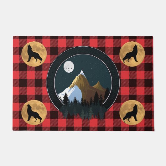 Wolf Howling Full Moon Door Mat Fußmatte (Vorderseite)