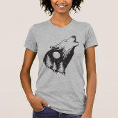 Wolf Howling Full Moon Forest Silhouette T-Shirt (Vorderseite)