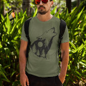 Wolf Howling Full Moon Forest Silhouette T-Shirt