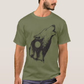 Wolf Howling Full Moon Forest Silhouette T-Shirt (Vorderseite)