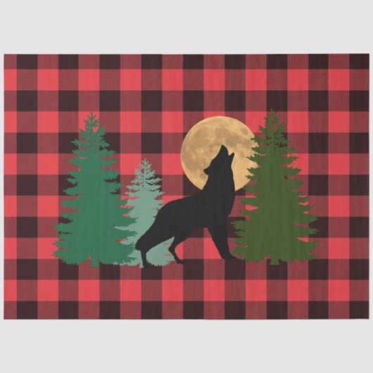 Wolf Howling Full Moon Seidenpapier (Vorderseite)