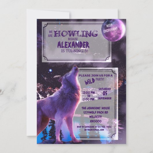 Wolf Howling | Geburtstags-Halloween-Einladung Einladung (Vorderseite)