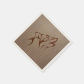Wolf howling graviert auf Holzdesign Serviette (Ecke)