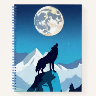 Wolf Howling im Full Moon Journal Notizblock