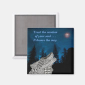 Wolf Howling im Mondmagnet Magnet (Vorderseite/Rückseite)