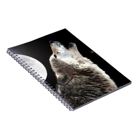 Wolf Howling im Moon-Notebook Notizblock (Rechte Seite)