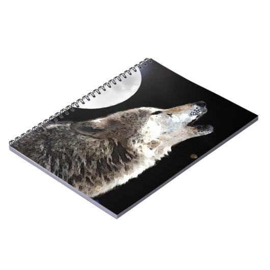Wolf Howling im Moon-Notebook Notizblock (Linke Seite)