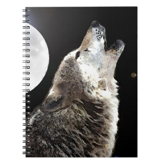 Wolf Howling im Moon-Notebook Notizblock (Vorderseite)