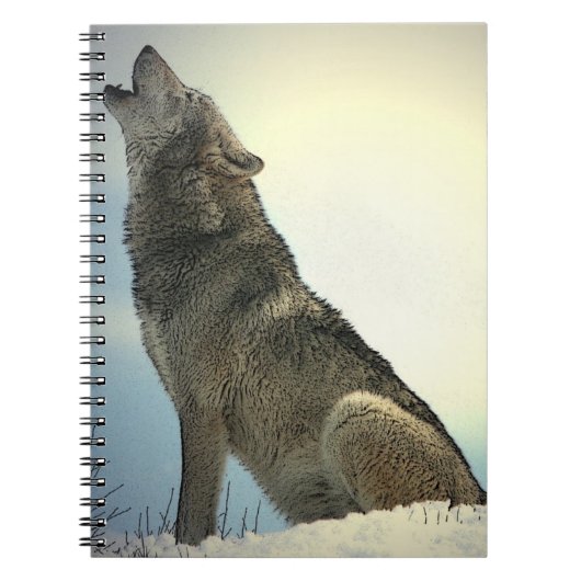 Wolf Howling im Snow-Notebook Notizblock (Vorderseite)