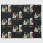 Wolf Howling im Wald frohe Weihnachtsbaumen Geschenkpapier (Flach)