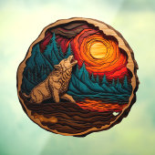 Wolf Howling Imitate Wood Carving Wild Nature Fensteraufkleber (Blatt 3)