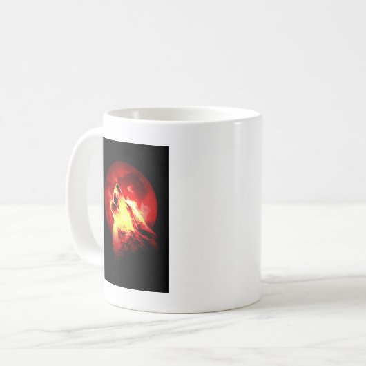 Wolf Howling in der roten Nacht Kaffeetasse (Vorderseite Links)
