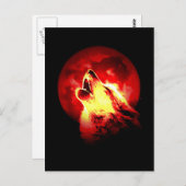 Wolf Howling in der roten Nacht Postkarte (Vorne/Hinten)