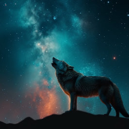 Wolf Howling in einem blauen Nebel Jigsaw Puzzle