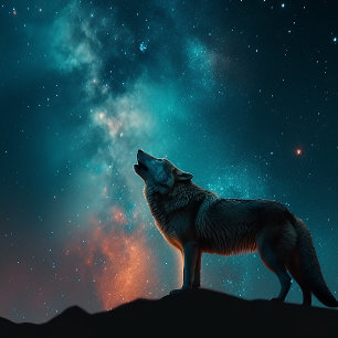 Wolf Howling in einem blauen Nebel Jigsaw Puzzle