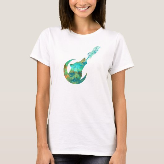 Wolf Howling in Galaxy T-Shirt (Vorderseite)