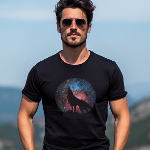Wolf Howling in Galaxy T-Shirt