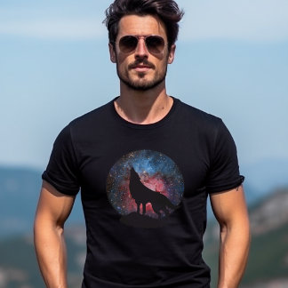 Wolf Howling in Galaxy T-Shirt