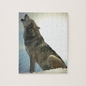 Wolf Howling in Snow Puzzle (Vertikal)