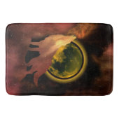 WOLF HOWLING IN SPACE MOON GALAXY BADEMATTE (Vorderseite)