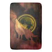WOLF HOWLING IN SPACE MOON GALAXY BADEMATTE (Vorderseite Vertikal)