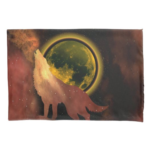WOLF HOWLING IN SPACE MOON GALAXY KISSENBEZUG (Vorderseite)